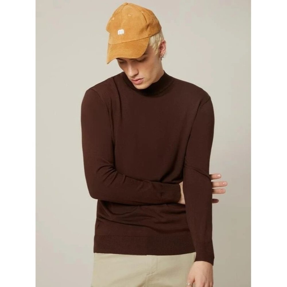 NWT SHEIN Men Stand Collar Sweater‎ SIZE S COLOR BROWN